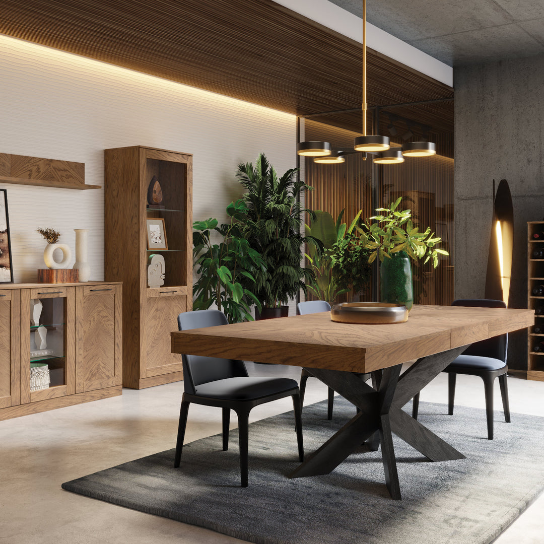 Vitrina de roble rústico aceitado COZY 10, 65×198×42 cm | VESKOR