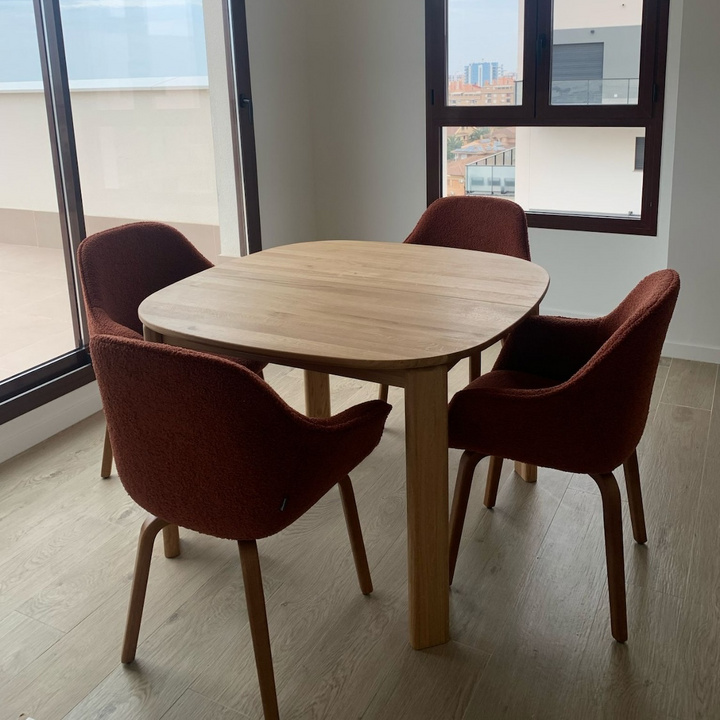 Mesa de comedor redonda extensible madera maciza roble Victoria | VESKOR