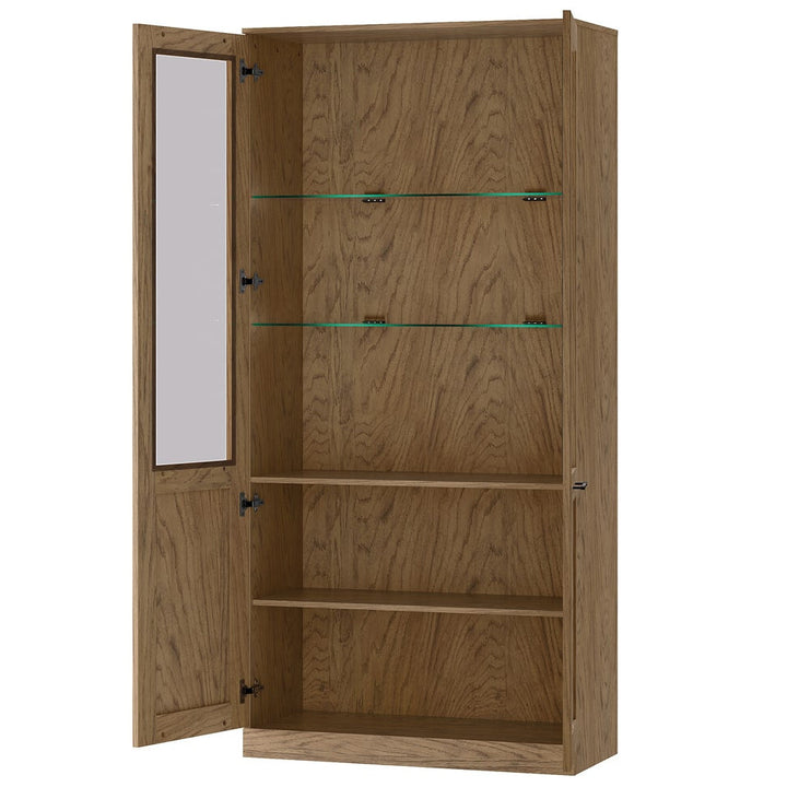 Vitrina de roble rústico aceitado COZY 12, 95×200×42 cm | VESKOR