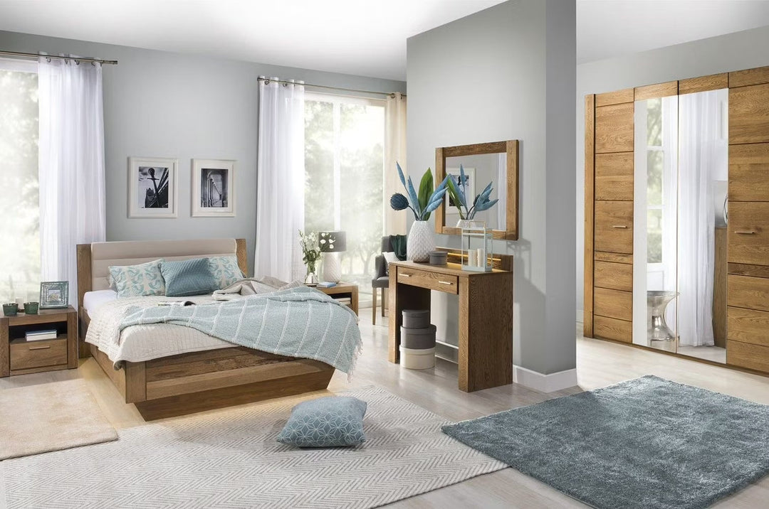 VESKOR Muebles de madera roble Velvet, dormitorio elegante, nórdico, escandinavo