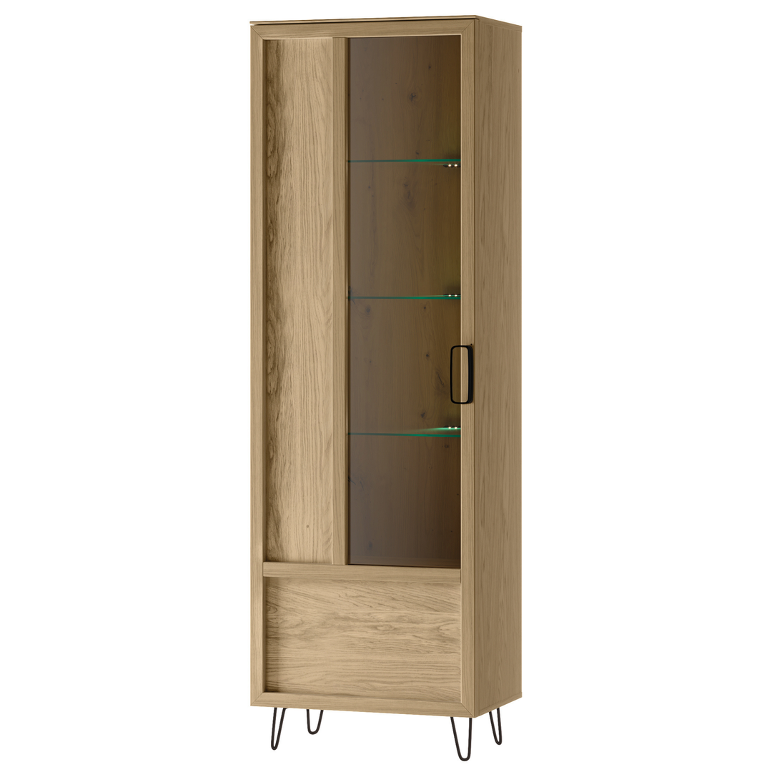 Vitrina de roble LIMBO 10, 65×42×200 cm | VESKOR
