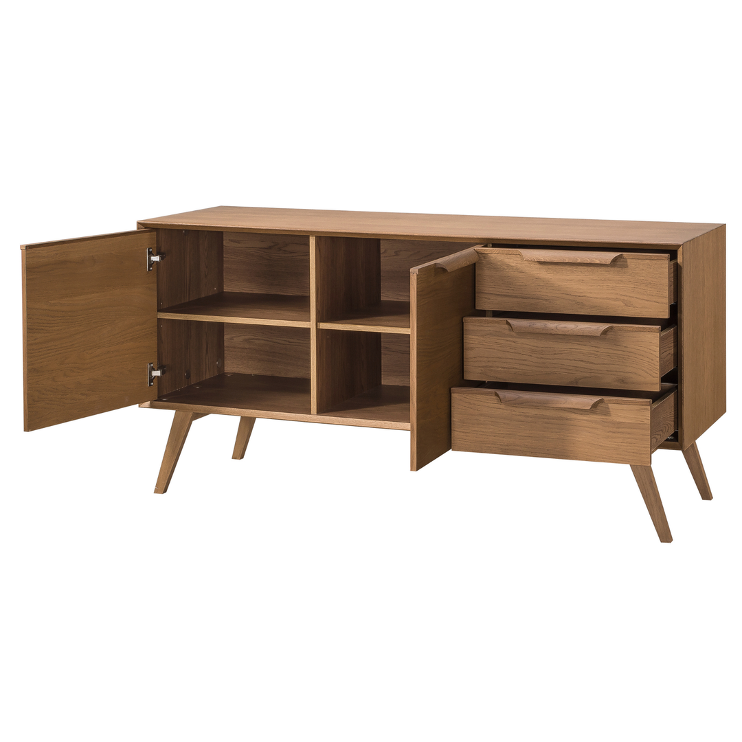 Mueble TV de roble rústico LEO 24, 155,5x76x49,5 cm. | VESKOR