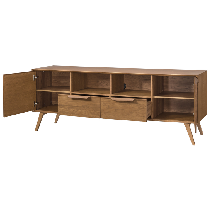 Mueble TV de roble rústico LEO 25, 206,1x76x49,5 cm. | VESKOR