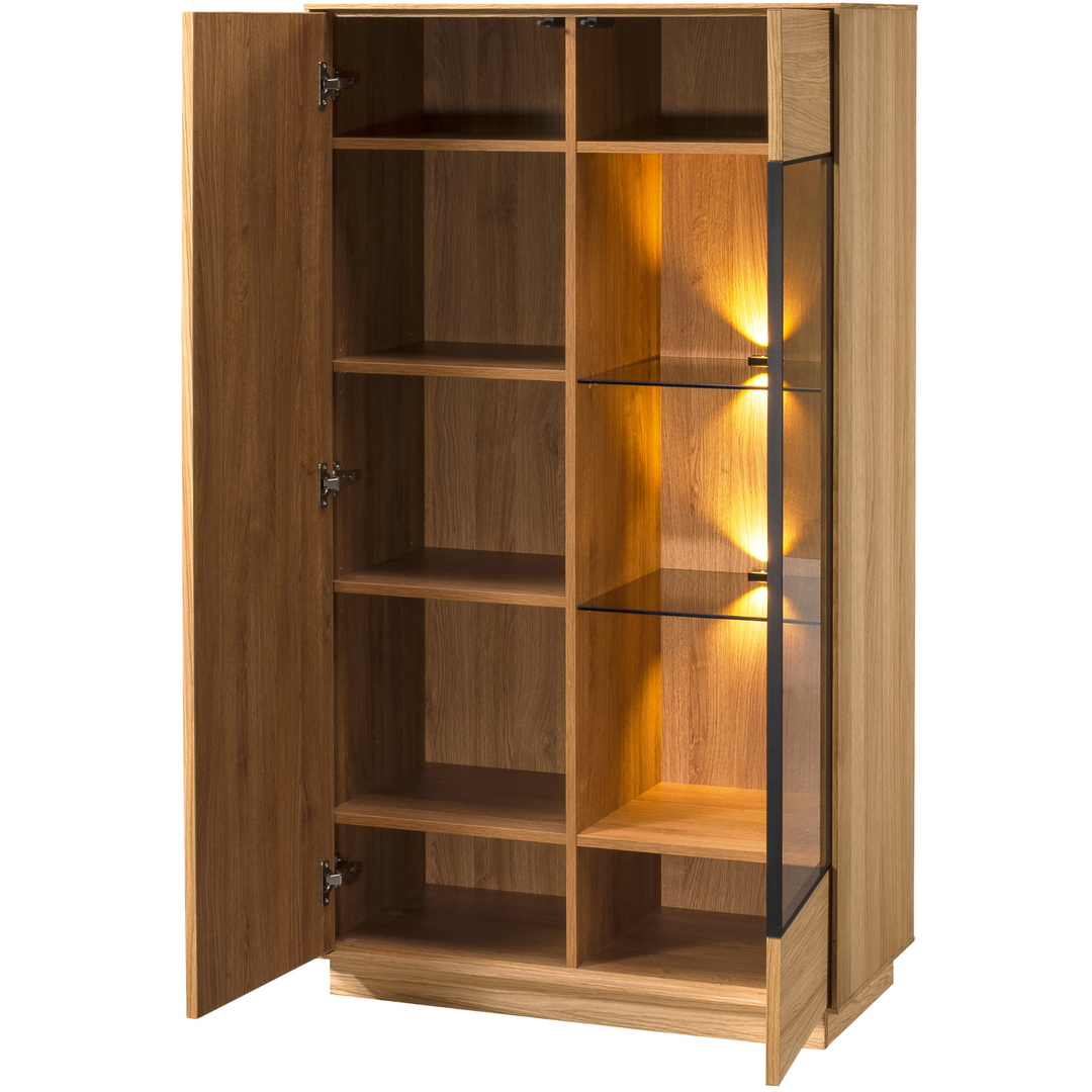 Vitrina de roble miel JOIN 15, 80×40×144 cm | VESKOR