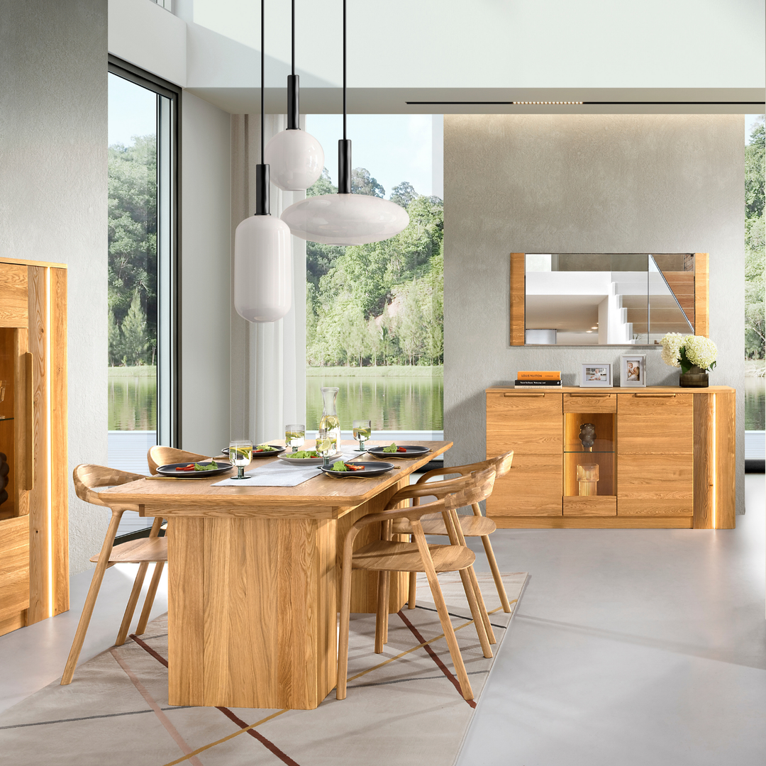 Mesa de comedor de roble miel LONDRES 40, 160-240×90×76 cm | VESKOR