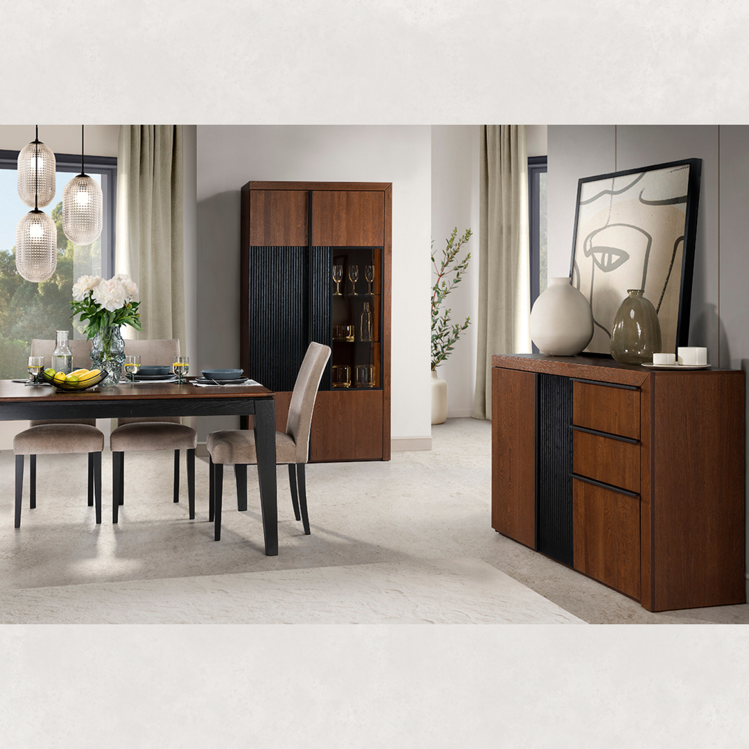 Vitrina de roble PARIS 12, 42x202x106 cm. | VESKOR