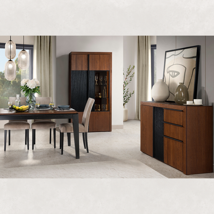 Vitrina de roble PARIS 12, 42x202x106 cm. | VESKOR