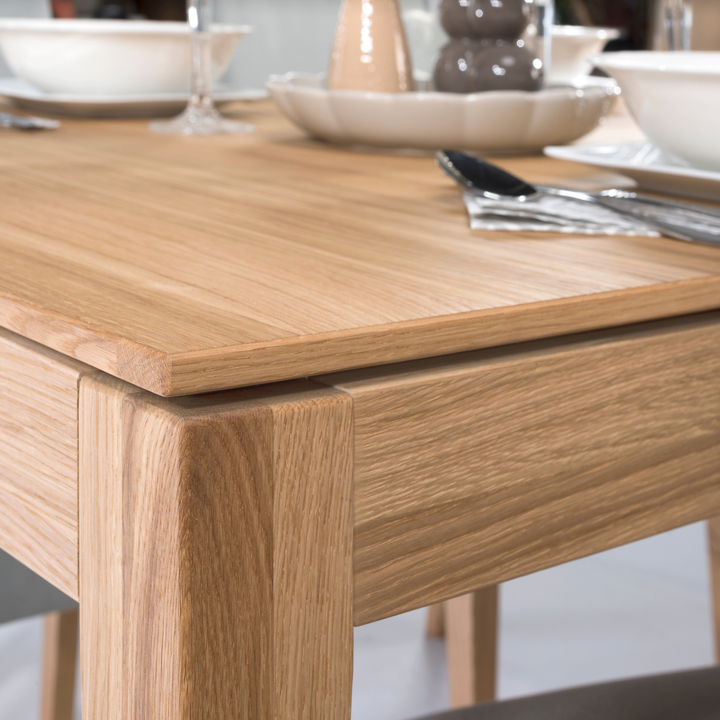 Mesa de comedor extensible de roble miel JOIN 40, 160-240x90×76 cm | VESKOR