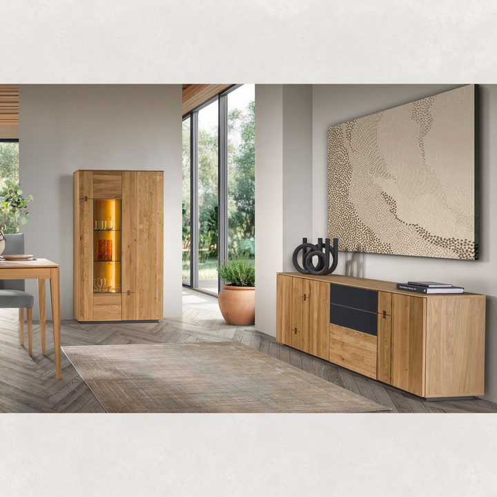 Vitrina de roble MINURA 15, 90×40×160 cm | VESKOR