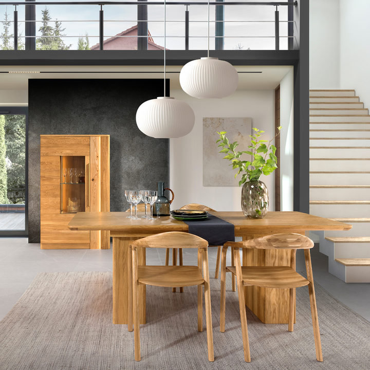 Mesa de comedor de roble miel LONDRES 40, 160-240×90×76 cm | VESKOR