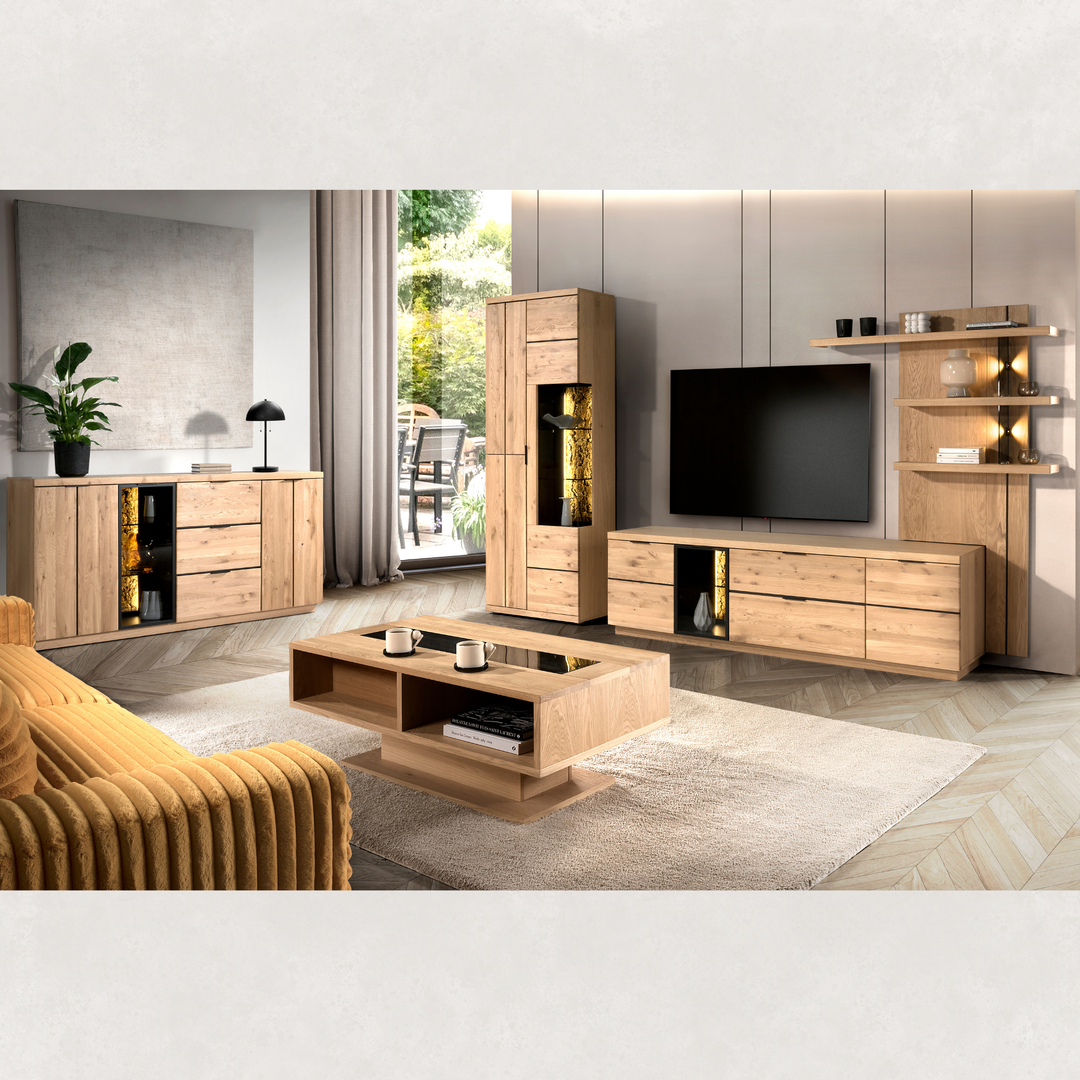 Mueble TV de roble NAPOLI 31, 200×60×50 cm | VESKOR