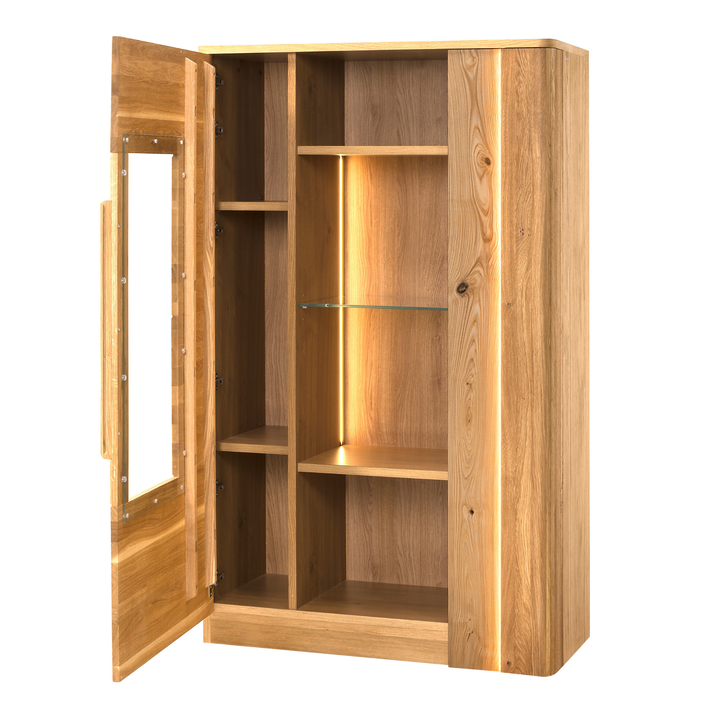 Vitrina de roble miel LONDRES 15, 98×161×43 cm. | VESKOR