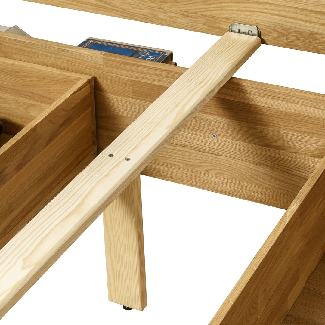 Cama con almacenaje de madera maciza roble UPPSALA | VESKOR