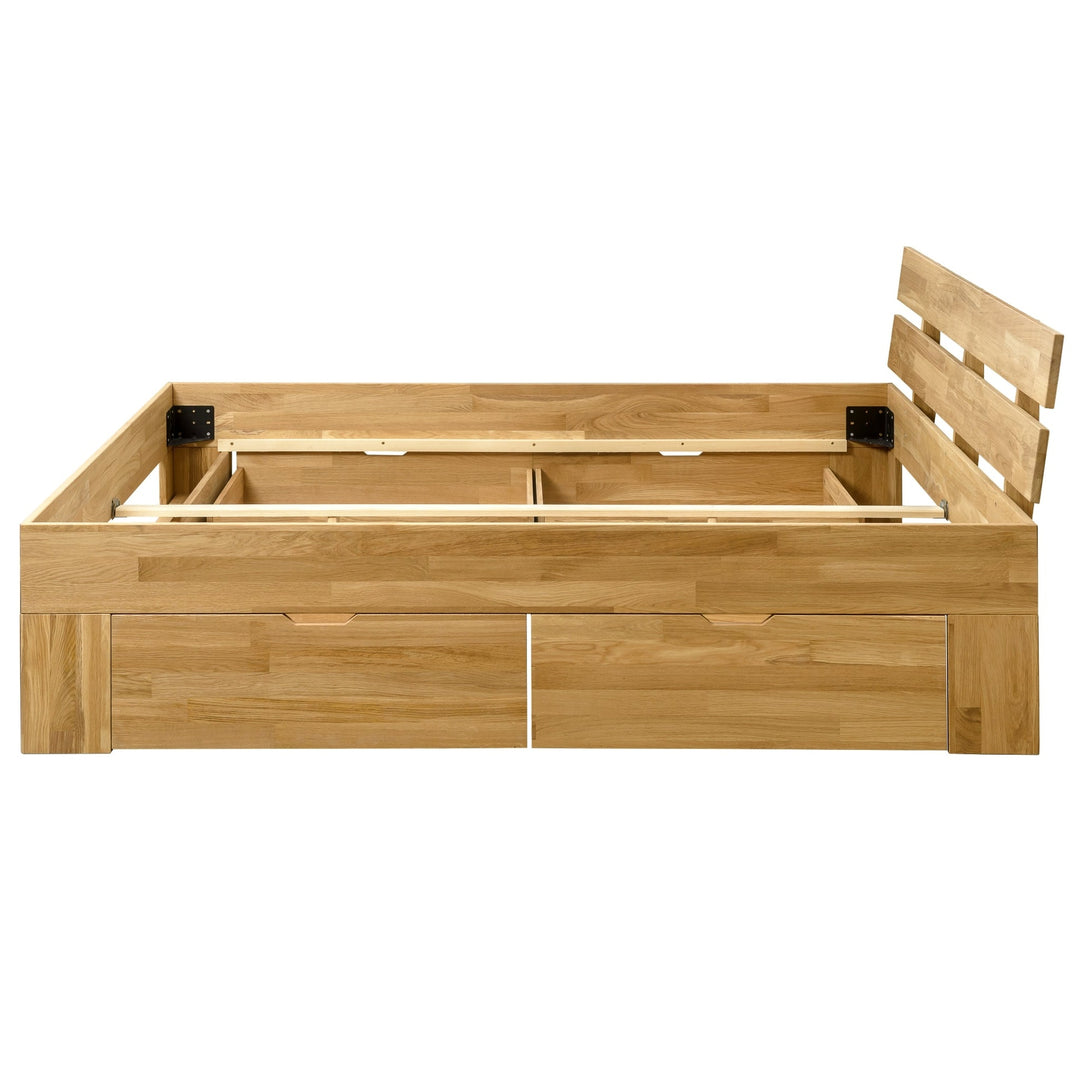 Cama con almacenaje de madera maciza roble UPPSALA | VESKOR