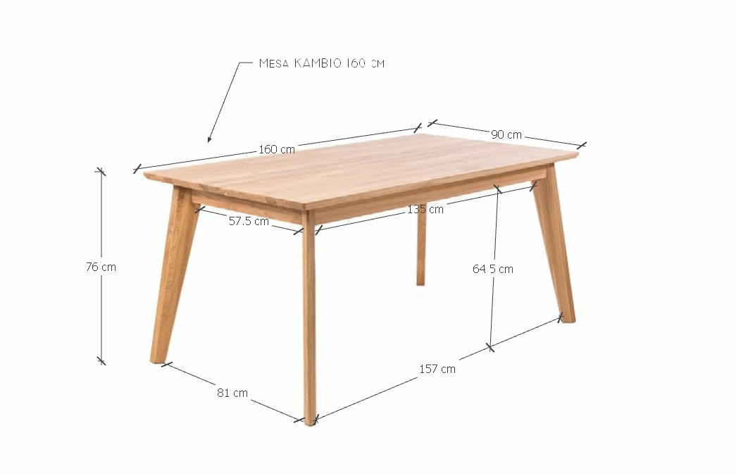 Table de salle à manger fixe en chêne massif KAMBIO | VESKOR