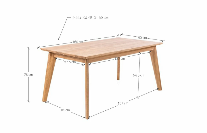 Table de salle à manger fixe en chêne massif KAMBIO | VESKOR