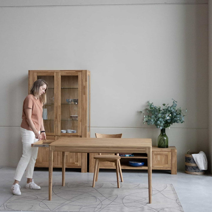 Mesa de jantar extensível em carvalho maciço BERGAMO | NordicStory