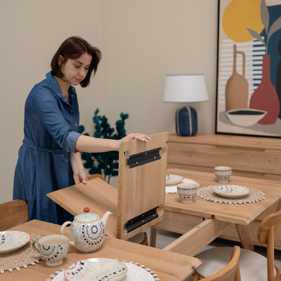 Mesa de jantar extensível em madeira maciça SWEDEN | NordicStory