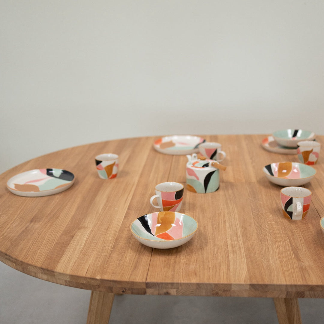 Mesa de comedor redonda y extensible de madera maciza de roble LEA | NordicStory