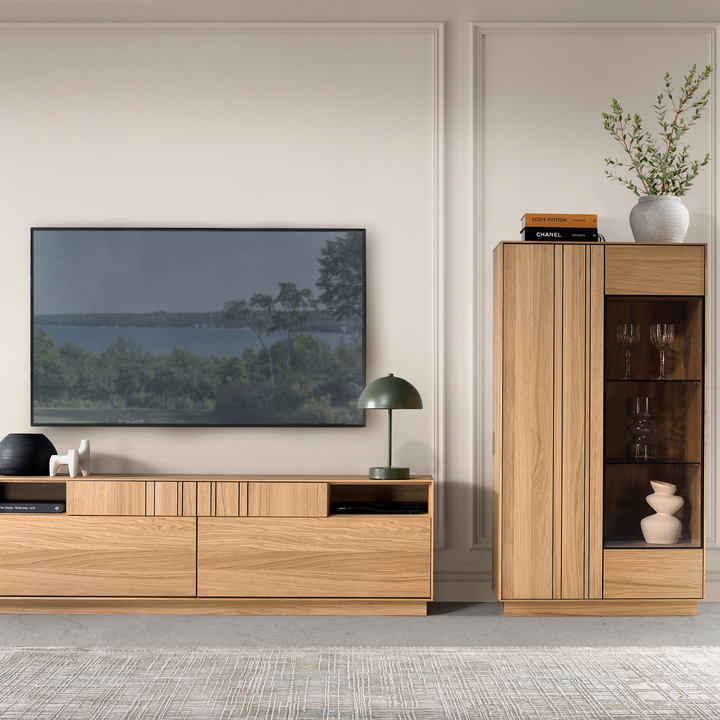 Vitrina de roble miel JOIN 15, 80×40×144 cm | VESKOR