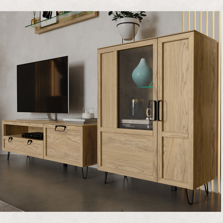 Vitrina de roble LIMBO 11, 65×42×200 cm | VESKOR