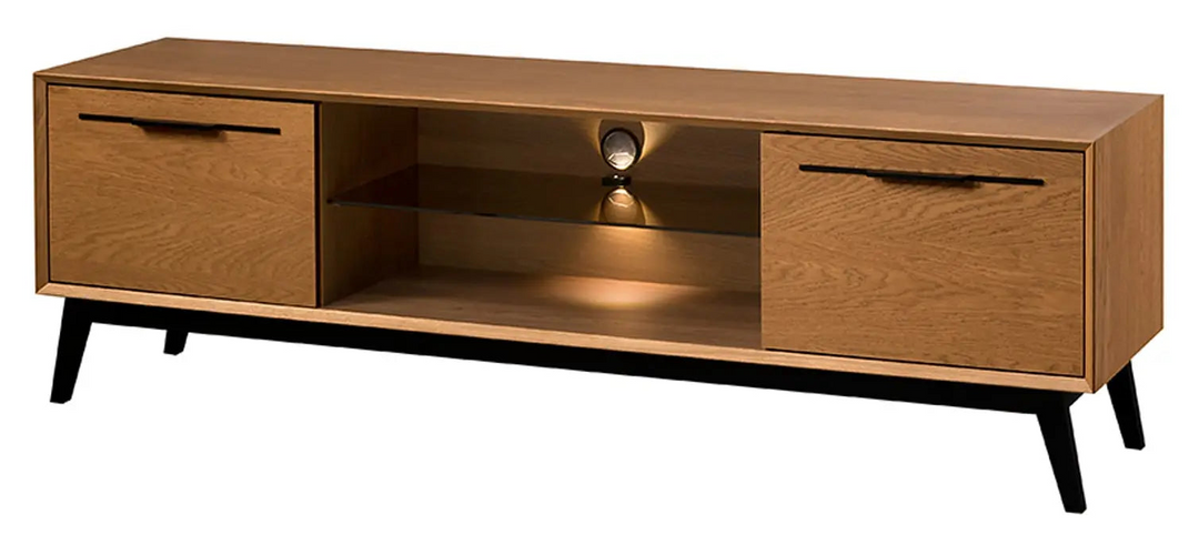 Mueble de TV de roble miel LAZURE 25, 180×55×42 cm | VESKOR
