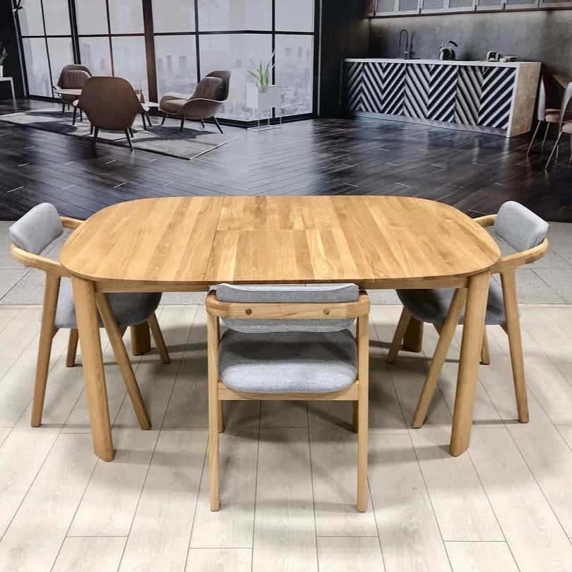 Livinia Aslan Tavolo Da Pranzo Rotondo In Rovere Malese - 90 Cm, Stile Mid-Century Moderno