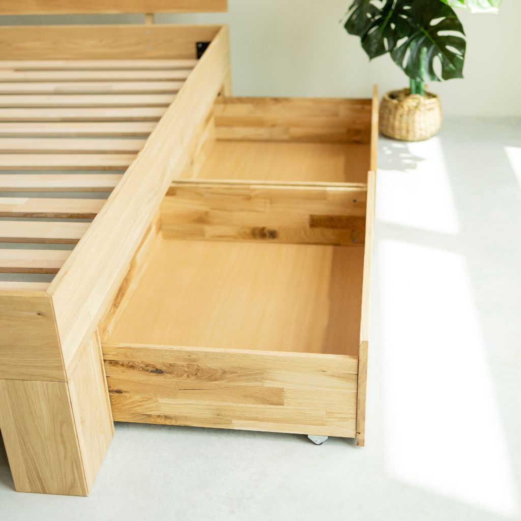 VESKOR Estructura de cama madera de roble Mueble nórdico moderno