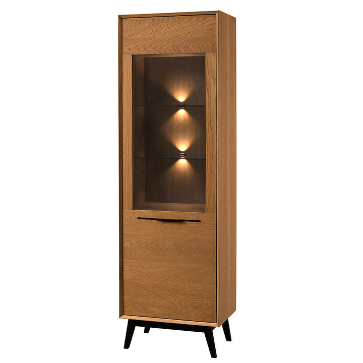 Vitrina de roble miel LAZURE 10, 60×42×195 cm | VESKOR