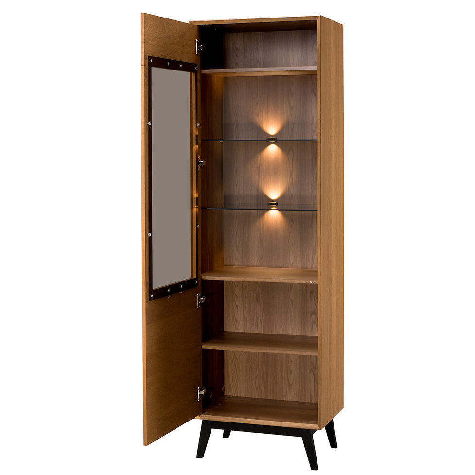 Vitrina de roble miel LAZURE 10, 60×42×195 cm | VESKOR