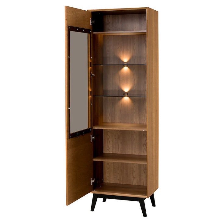 Vitrina de roble miel LAZURE 10, 60×42×195 cm | VESKOR