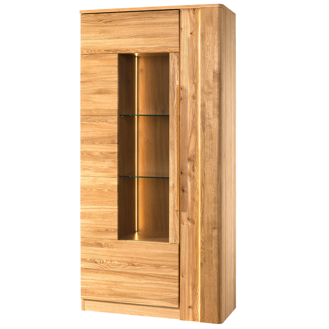 Vitrina de roble miel LONDRES 12, 98×202×43 cm | VESKOR