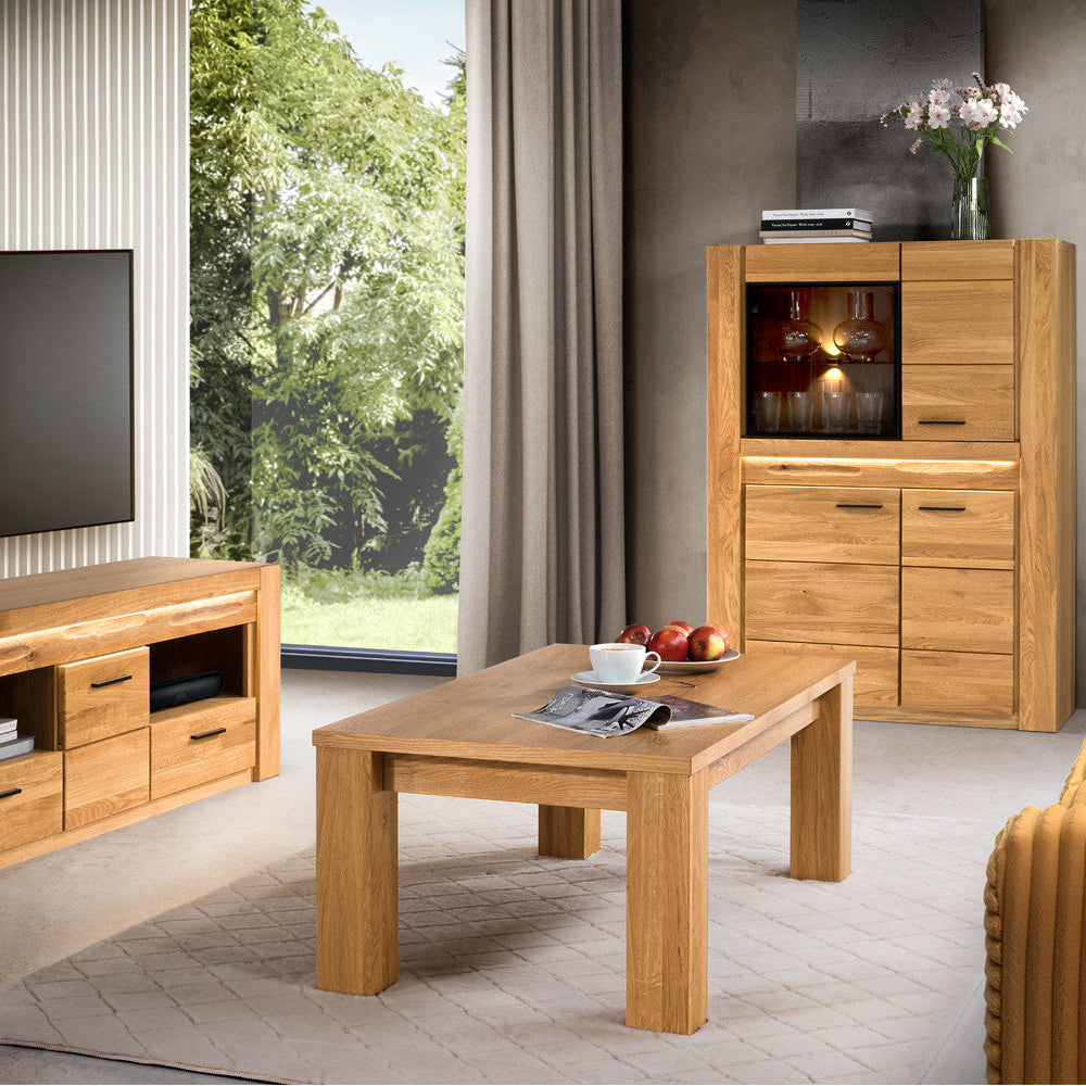 Vitrina madera de roble miel VELVET 15, 110x42x150 cm. | VESKOR