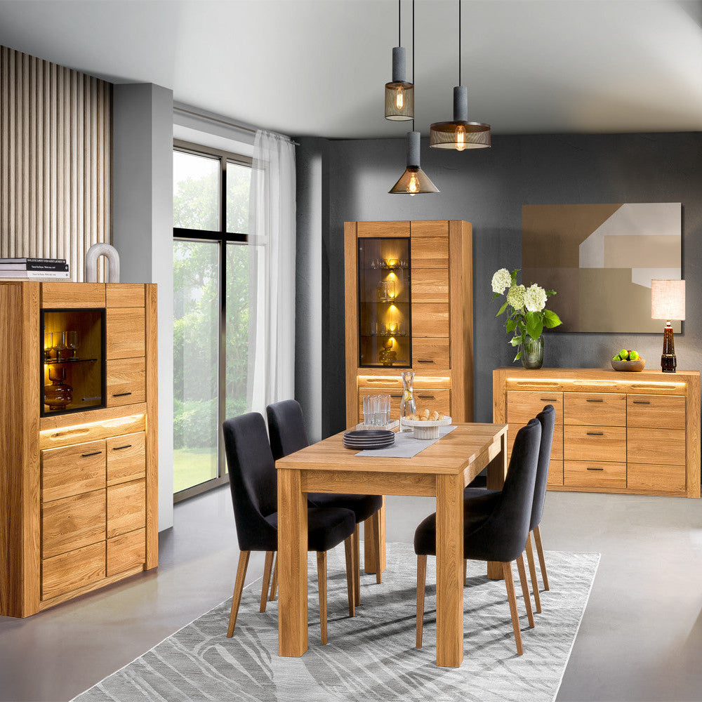Vitrina madera de roble miel VELVET 15, 110x42x150 cm. | VESKOR