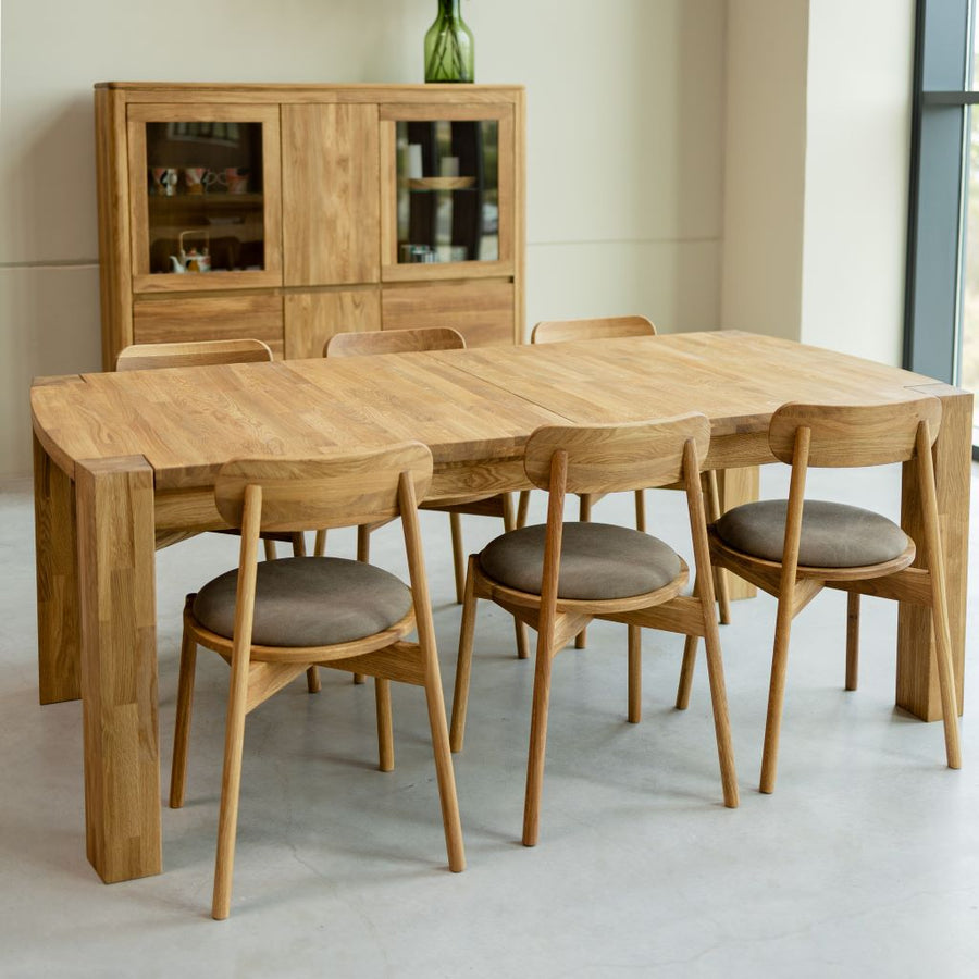 Mesa de comedor blanca y madera roble, moderna, extensible – DERBE MUEBLES