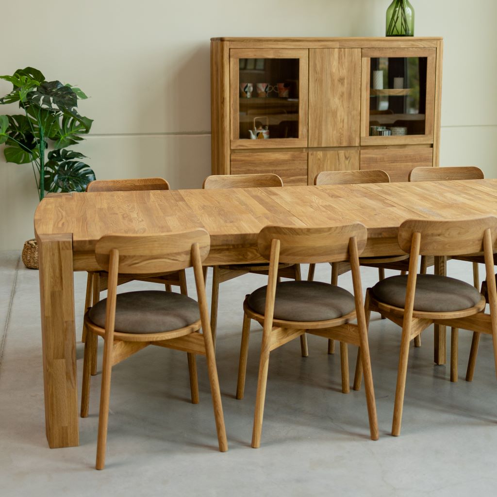 VESKOR Mesa comedor rectangular extensible Balder madera maciza roble Mueble nórdico moderno