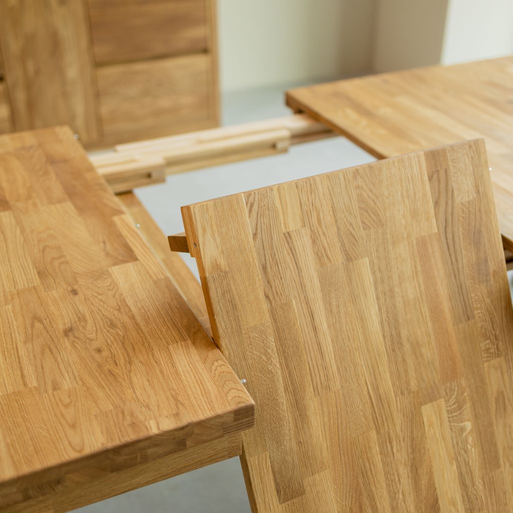 VESKOR Mesa comedor rectangular extensible Balder madera maciza roble Mueble nórdico moderno