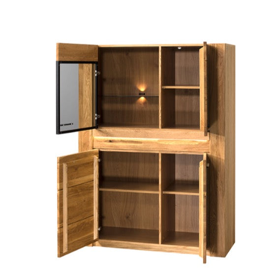 VESKOR Mueble vitrina de madera maciza de roble de la colección Londres. Mueble nórdico con un diseño moderno 