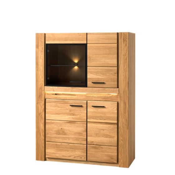 VESKOR Mueble vitrina de madera maciza de roble de la colección Londres. Mueble nórdico con un diseño moderno 