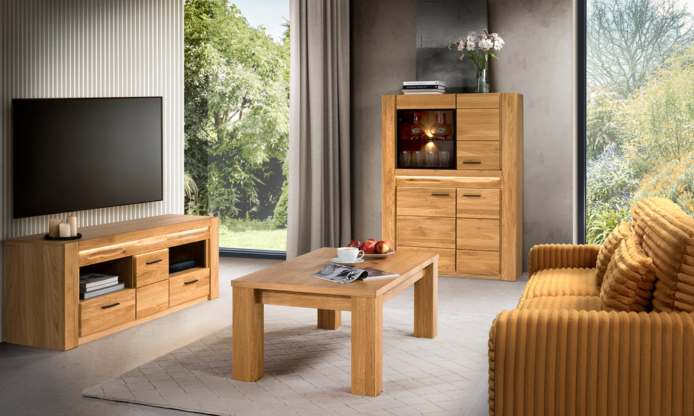 VESKOR Salón madera roble mueble nordico moderno colección Londres