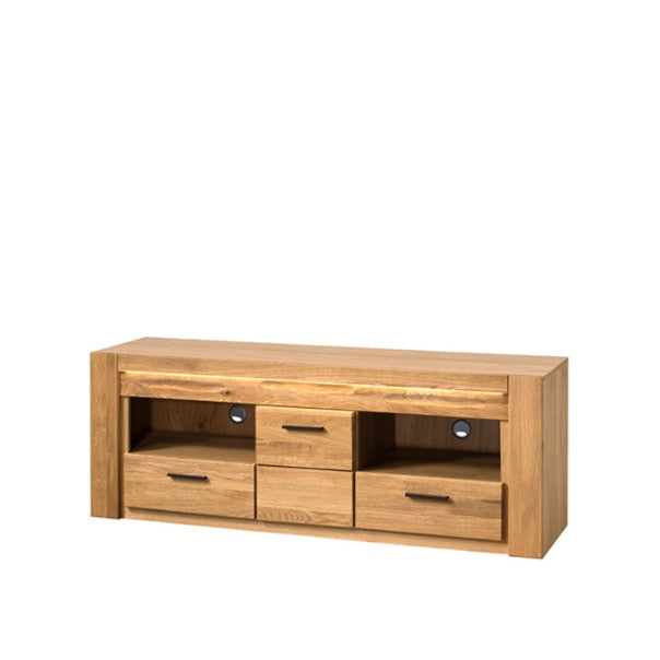 VESKOR Mueble TV de madera maciza de roble de la colección Londres. Mueble nórdico con un diseño moderno 