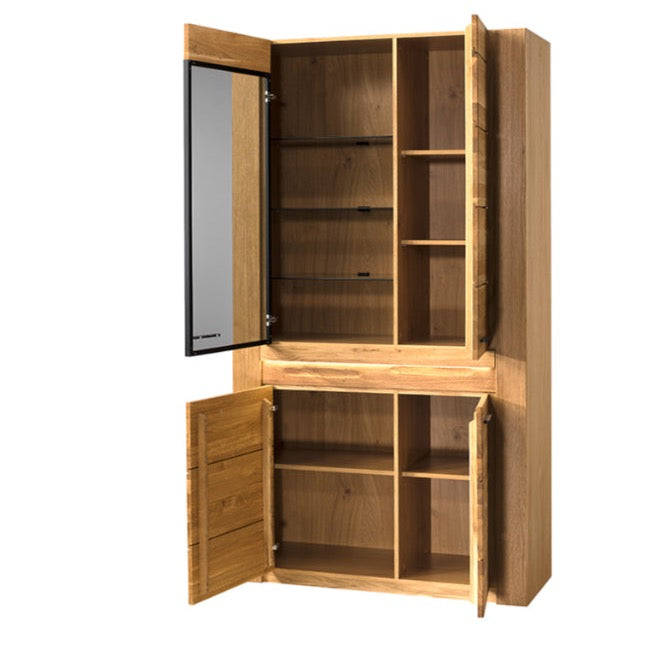 VESKOR Mueble vitrina de madera maciza de roble de la colección Londres. Mueble nórdico con un diseño moderno 