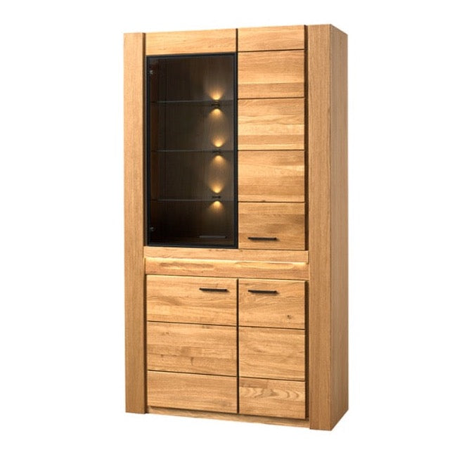 VESKOR Mueble vitrina de madera maciza de roble de la colección Londres. Mueble nórdico con un diseño moderno 