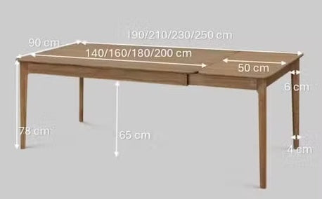 VESKOR Mesa de comedor extensible de madera maciza roble ASTRID