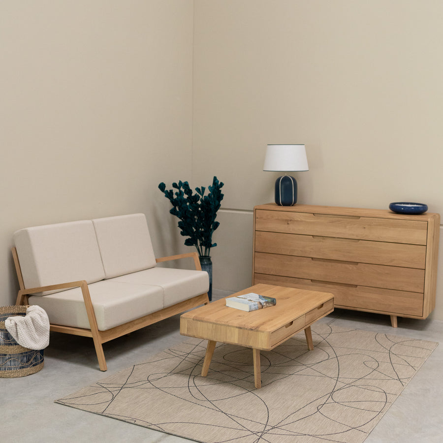 Zweisitzer-Sofa aus massiver Eiche „Sweden“
