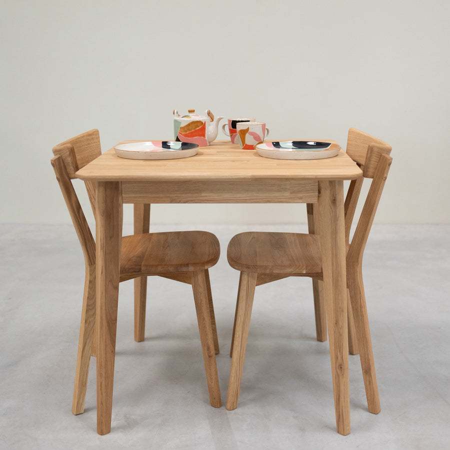 VESKOR Mesa de comedor cuadrada de madera maciza de roble GUSTAF