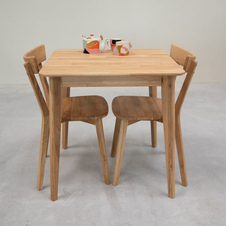 VESKOR Mesa de comedor cuadrada de madera maciza de roble GUSTAF
