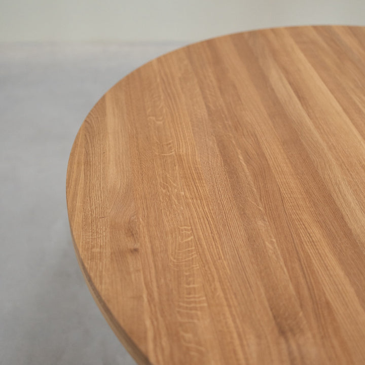VESKOR Mesa de comedor redonda y extensible de madera maciza de roble LEA