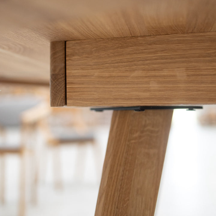 VESKOR Mesa de comedor redonda y extensible de madera maciza de roble LEA