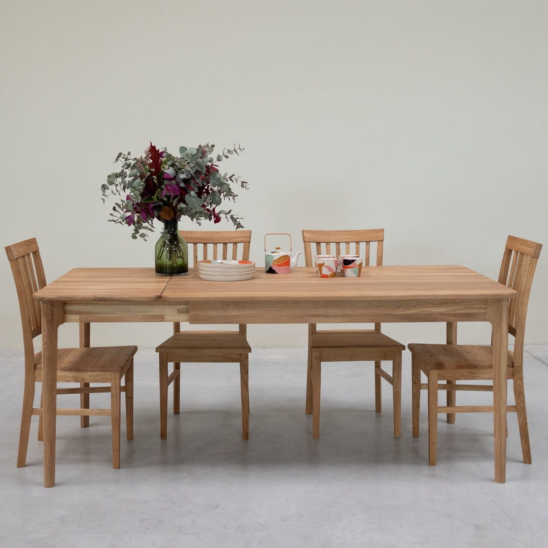 VESKOR Mesa de comedor extensible de madera maciza roble ASTRID